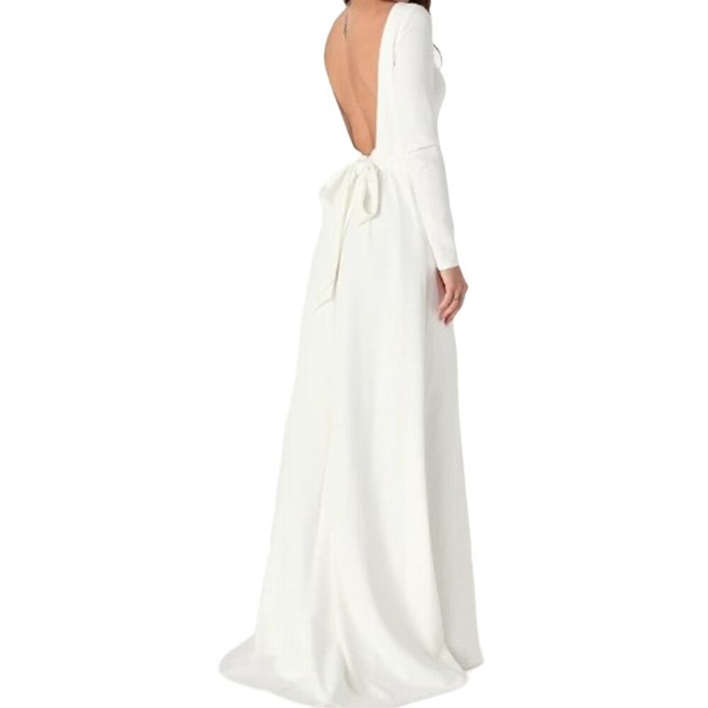 Lulus Iconic Love Story Backless Long Sleeve Maxi Dress Formal Party White 1X